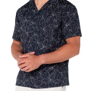 Floral Camp Shirt - Navy, XL