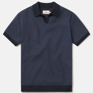 Jacquard Polo - Navy, L