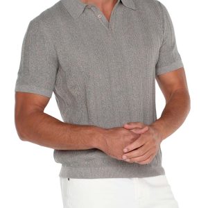 Sweater Knit L/S Polo - Teal/Taupe/Multi, M